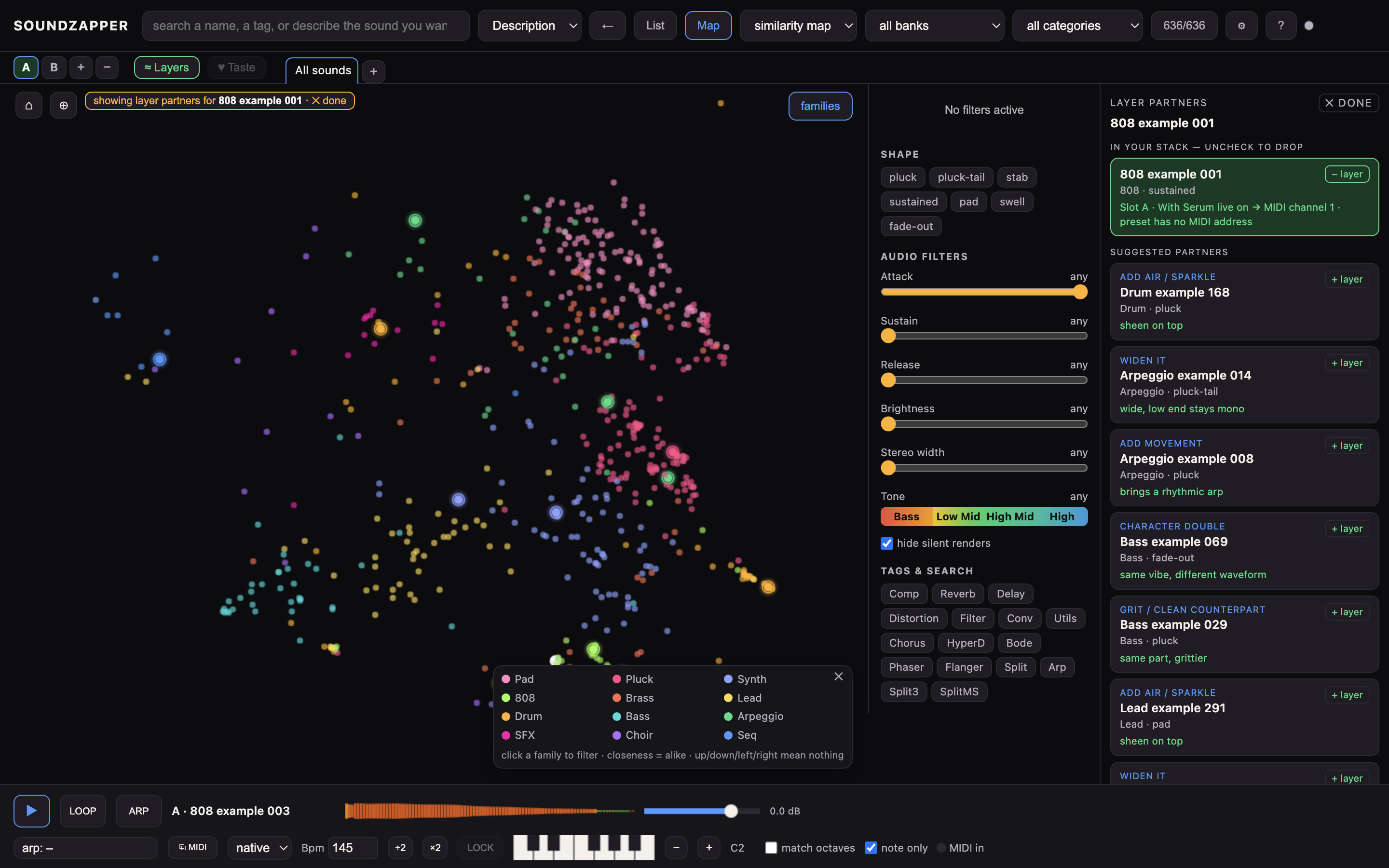 The docked panel shows your active layers and their slot-to-MIDI-channel routing.